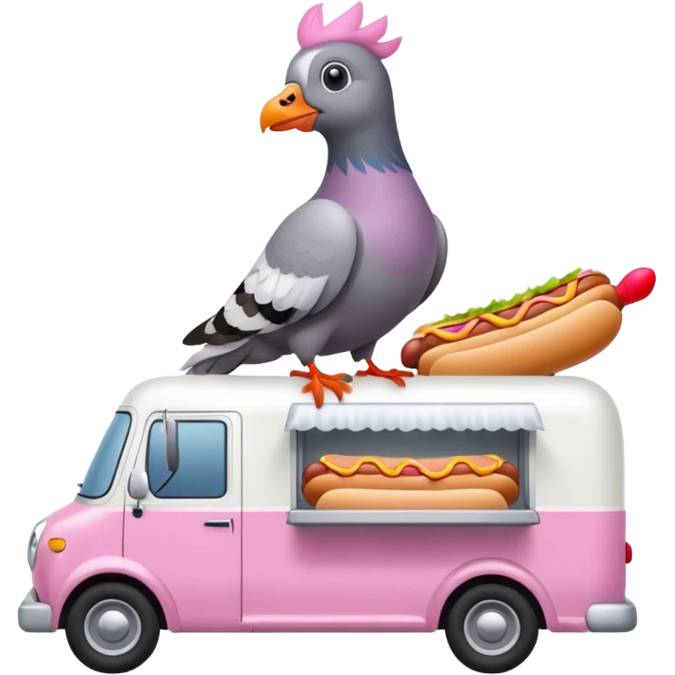 Pigeon is in the hot dog Van emoji