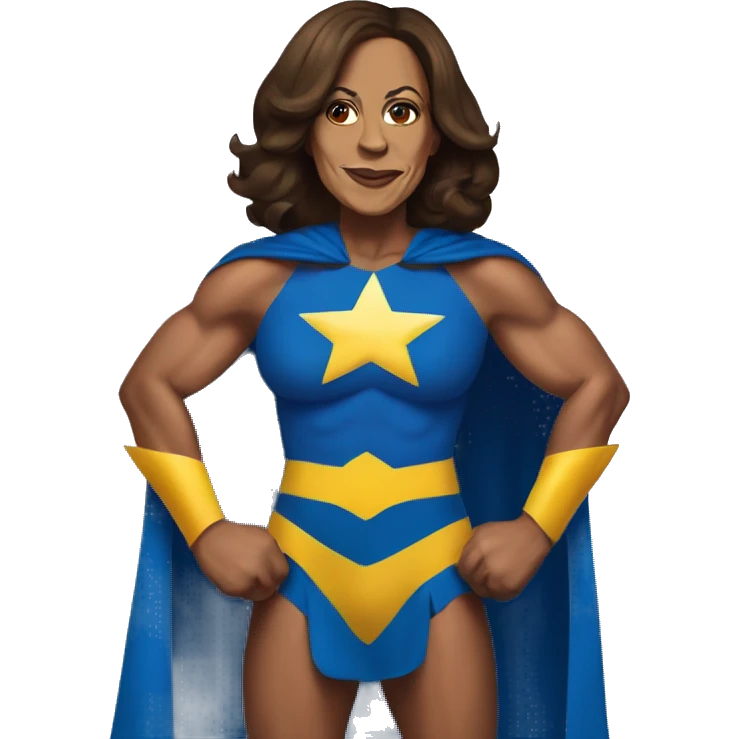 kamala harris superhero big muscles cape emoji