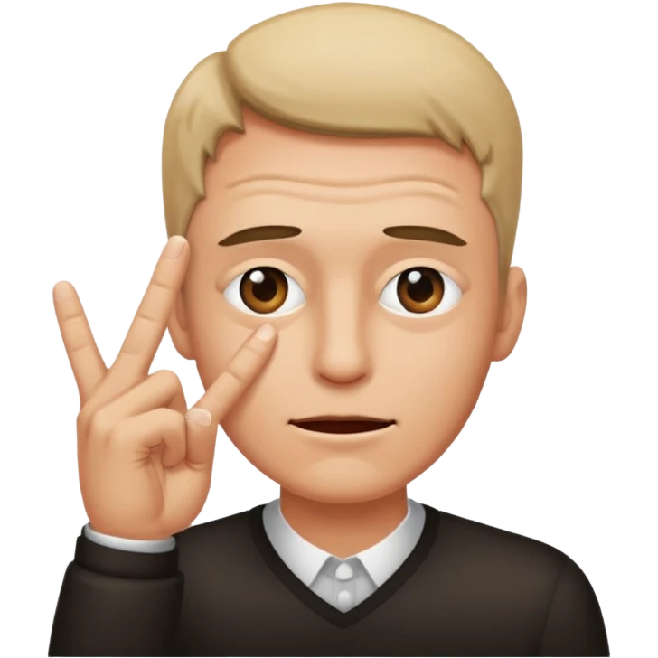 Guy with two fingers on eyes emoji