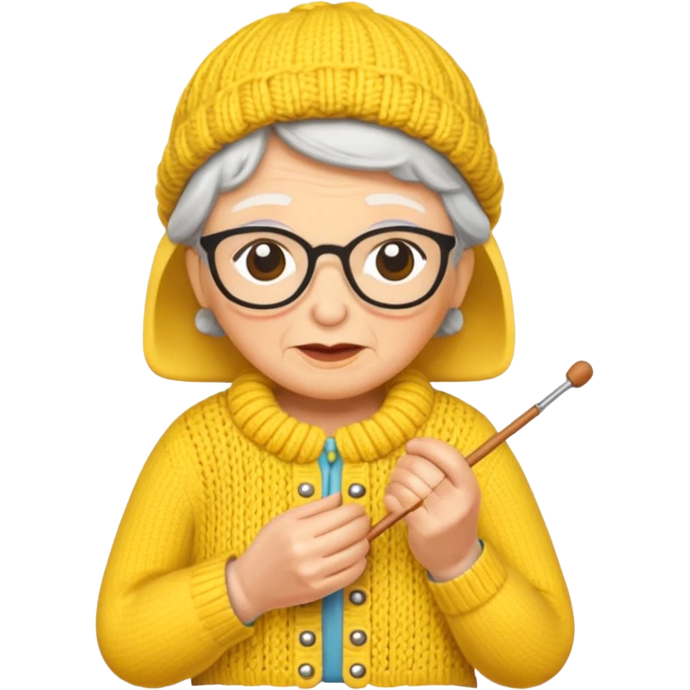 knitting grandma yellow emoji