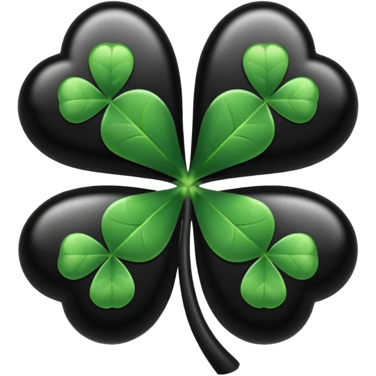 5 leaf clover all black  emoji