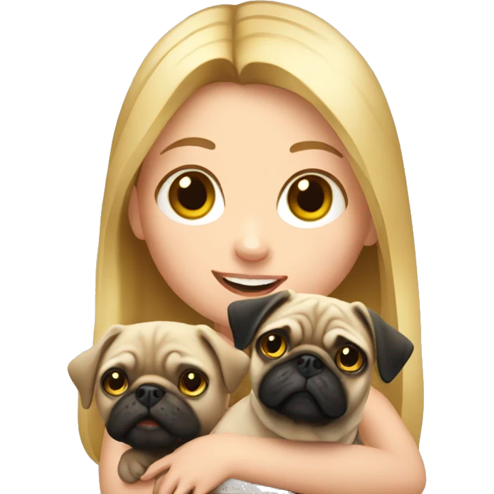 blond girl holding pug  emoji