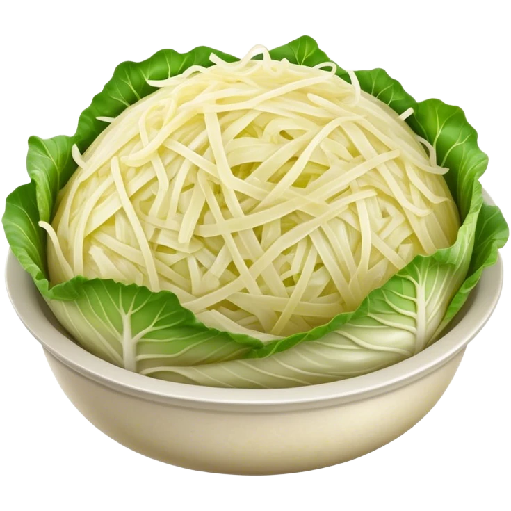Cinematic Realistic Sauerkraut Dish Emoji, depicted as a tangy, fermented cabbage dish rendered with vibrant textures and natural, appetizing lighting. emoji