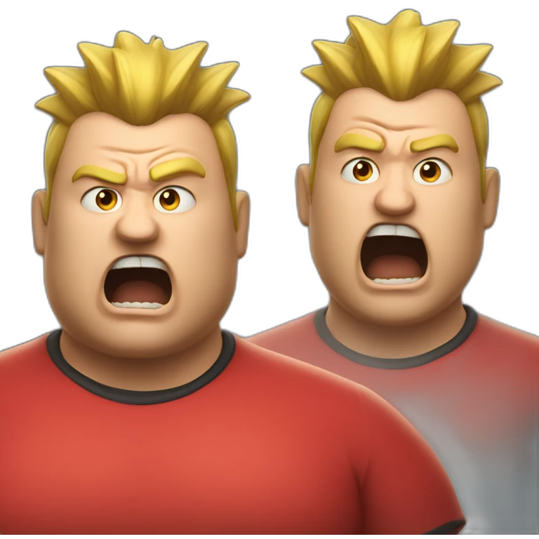 angry fat guy with a red shirt and a mohawk yelling emoji