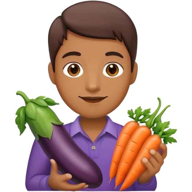 eggplant, cucumber, carrot, hanging emoji