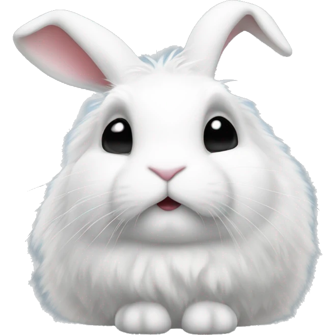 Fluffy white rabbit with black around eye emoji