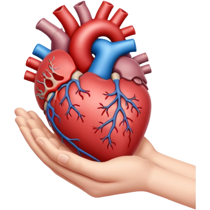 hand holding heart organ emoji