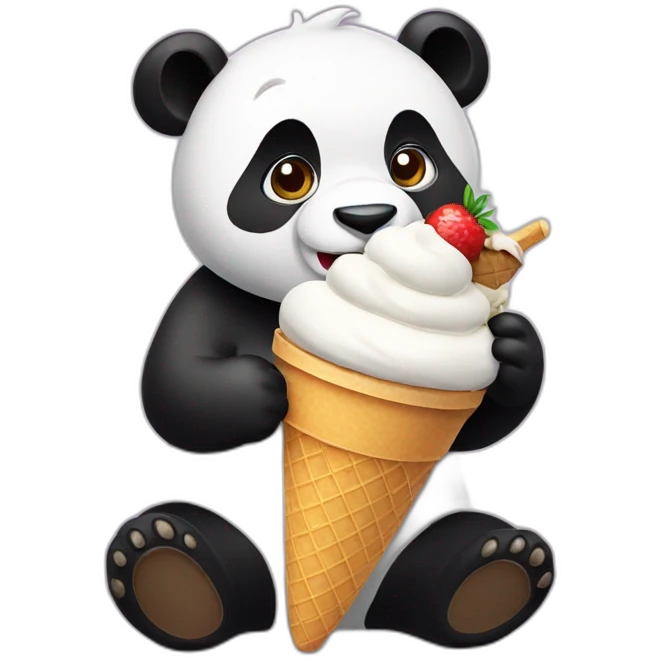 Panda eating ice cream emoji
