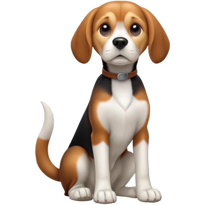 cinematic-[beagle dog]-realistic-full-body-sitting-emoji,-tail-resting-loosely-beside-its-paws,-head-tilted-dramatically,-sleek-[beagle]-fur,-simplified-yet-realistic-focused-features,-highly-detailed,-glowing-with-an-almost-sarcastic-glow emoji