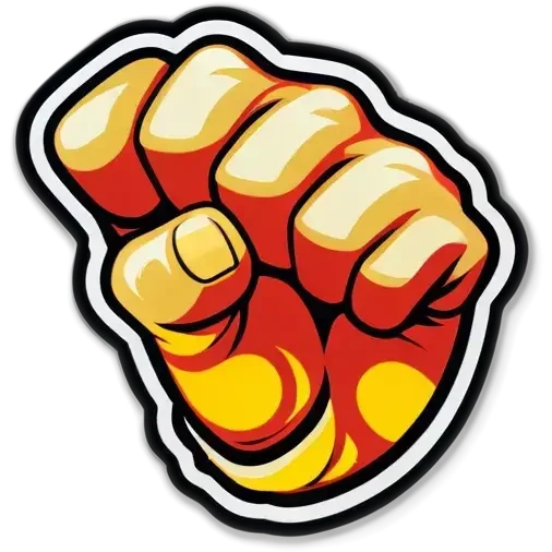 A fist with a boomerang in it emoji