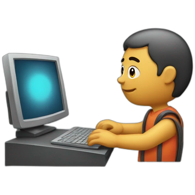 chico usando computadora emoji