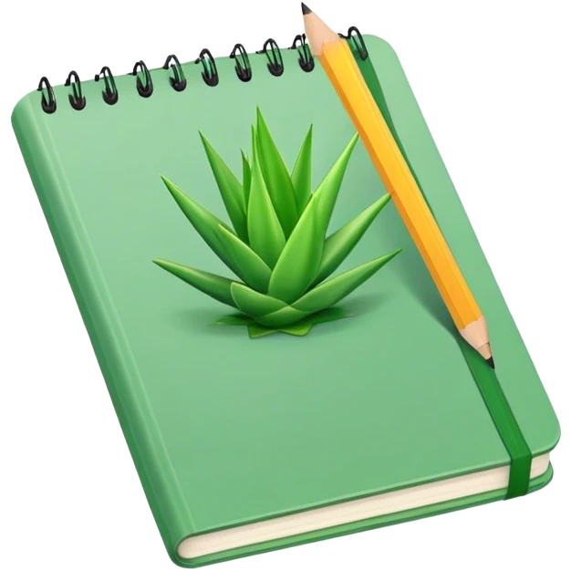Aloe green notebook with pencil emoji