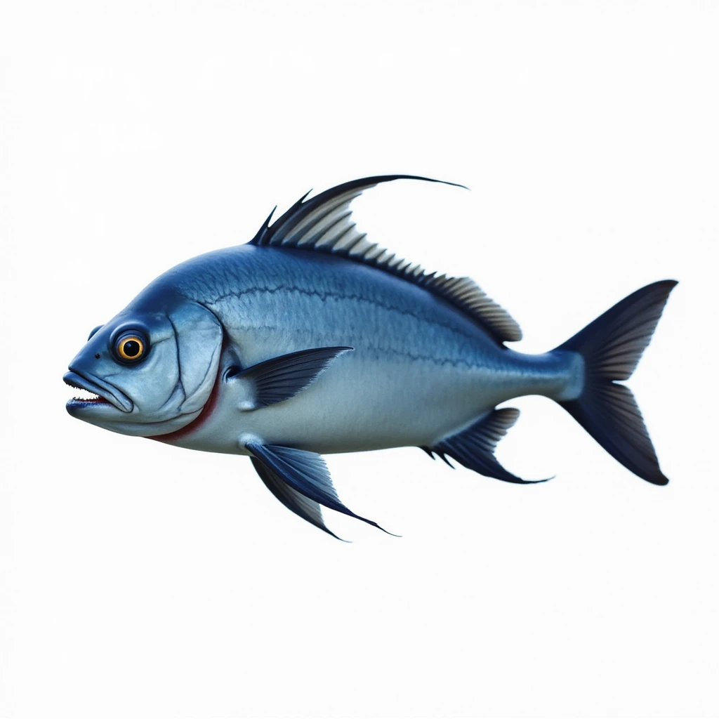 whole blue fish isolated, no background, realistic style, side view, natural details emoji
