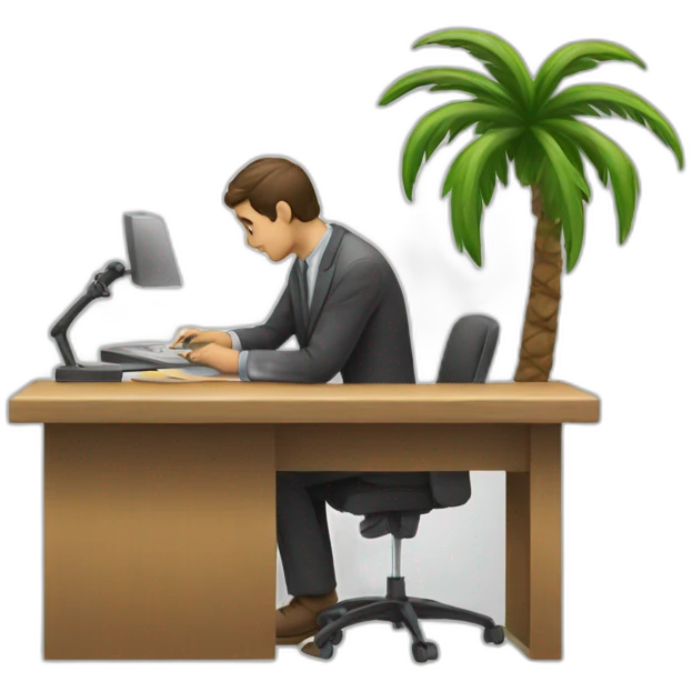 a a man witj a palm desk registering a item emoji