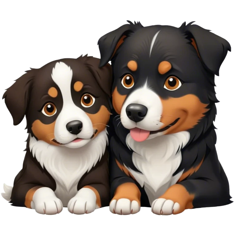 A Border Collie and a big Rottweiler snuggling together. emoji