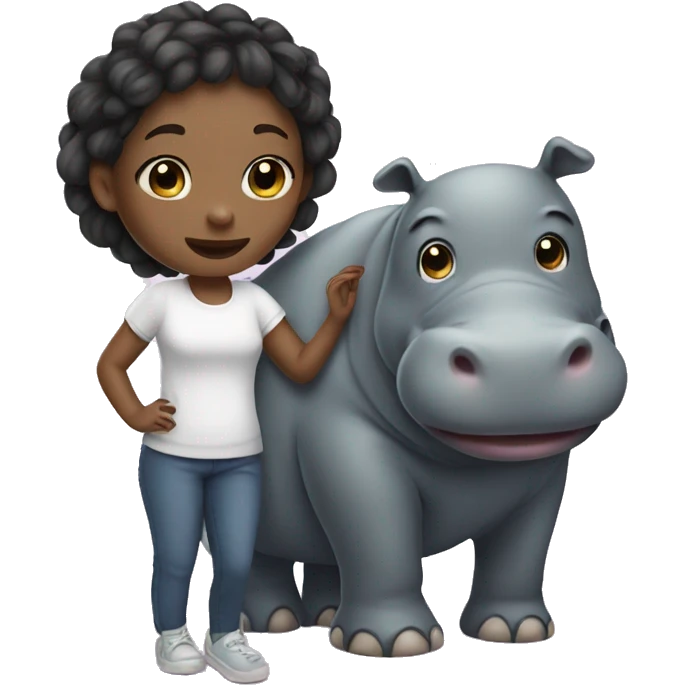 Girl with Moodeng hippo  emoji