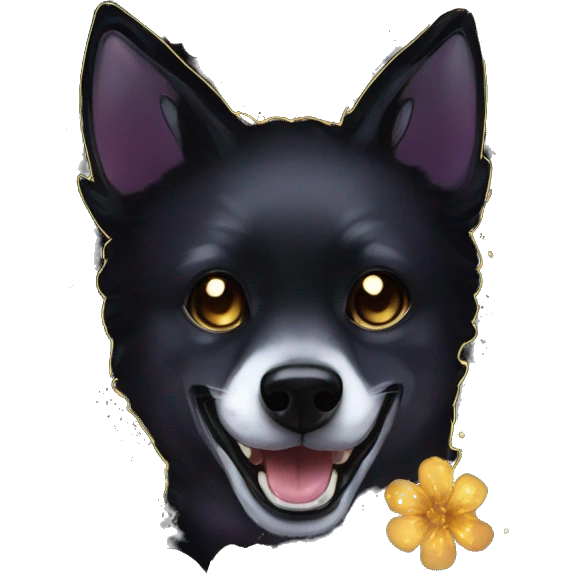 Black iridescent dog fox zombie skeleton gold mechanical nebula galaxy stars flowers fairy lights vintage emoji