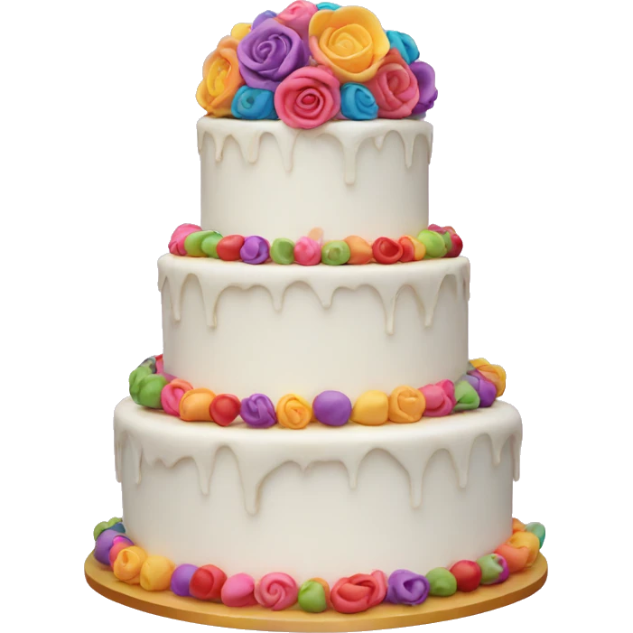 Colorful wedding cake with 50 on top emoji