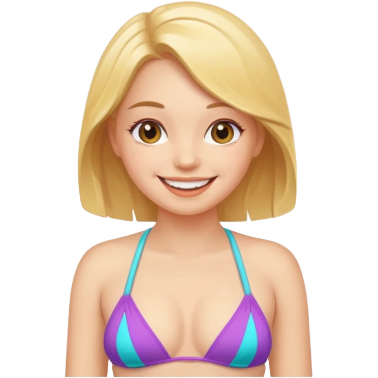 Make a girl showing her nipples  in bikini  emoji