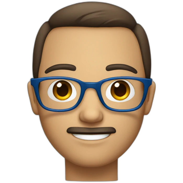 Homme brun aux yeux bleu avec lunette emoji