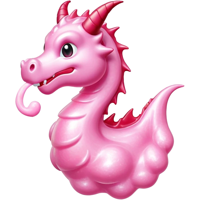 Dragon-shaped cotton candy with glossy, wet-looking sugar and reflective shine emoji