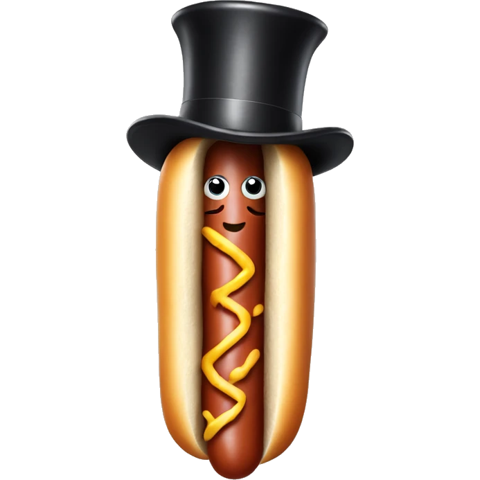 oiled up hot dog with a top hat emoji