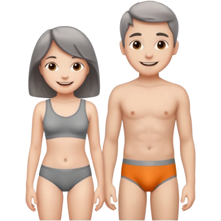 Girl and boy in grey underwear emoji