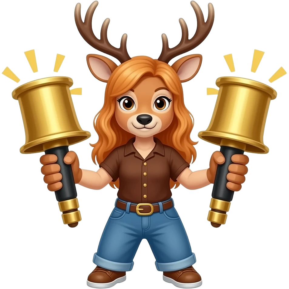 a female deer who has sirens in hands emoji