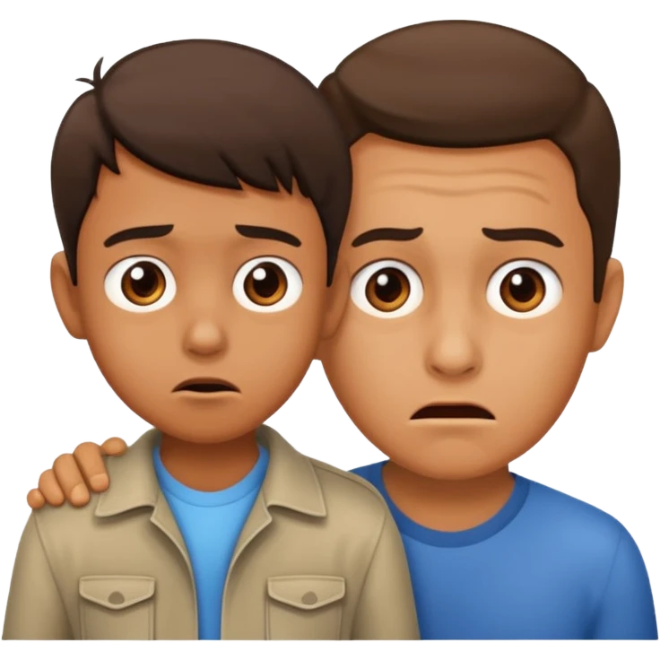 a scared child with a man behind the back emoji