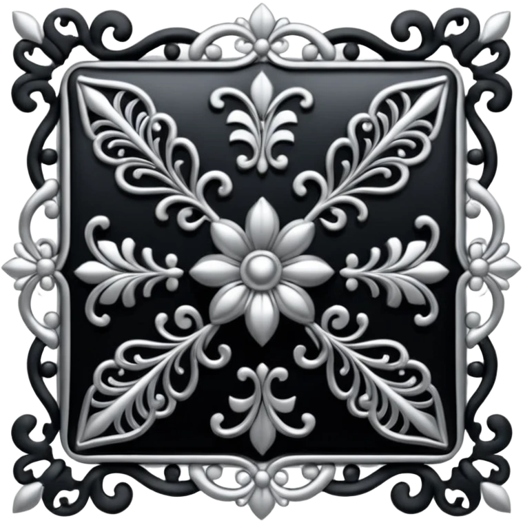 Black and silver filigree design, 3D, extremely detailed design emoji