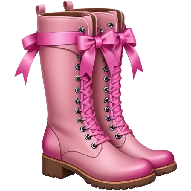 Pink boots with a pink ribbon  emoji