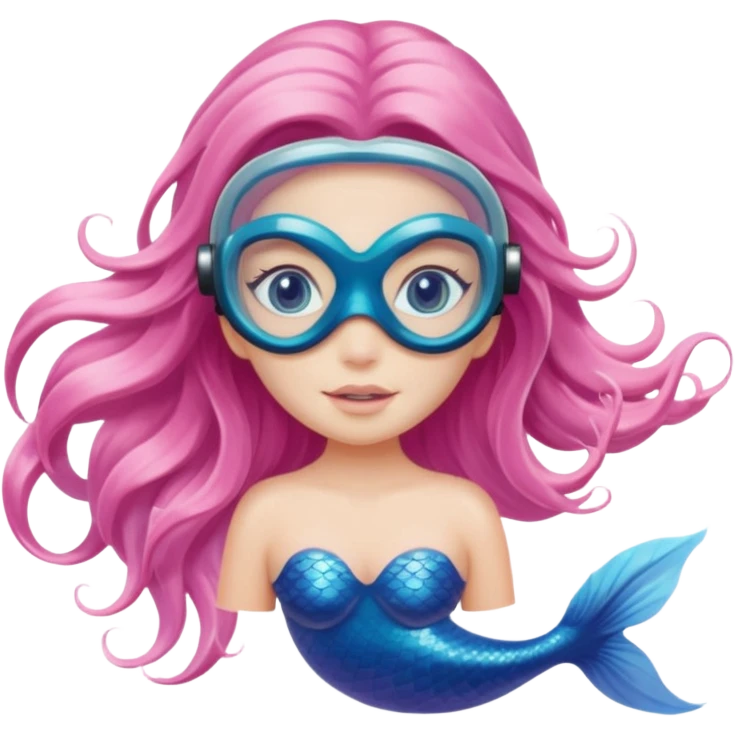Mermaid wearing a light pink snorkel mask emoji