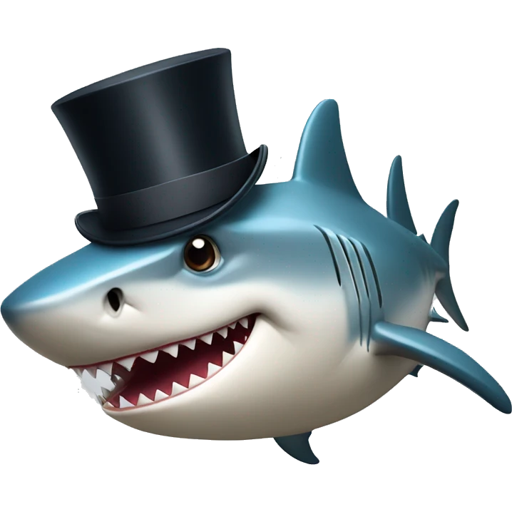Shark with a top hat emoji
