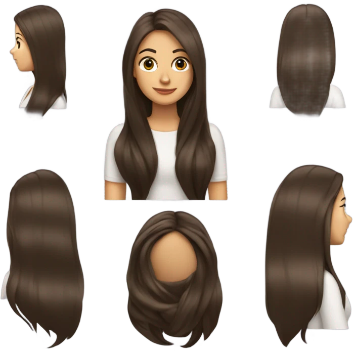 Brunette with extremely long hair emoji