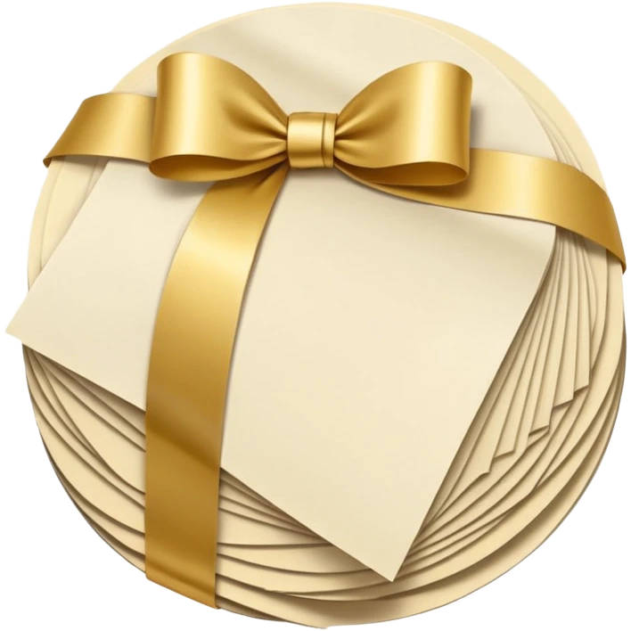 folded papers in round with a gold ribbon emoji