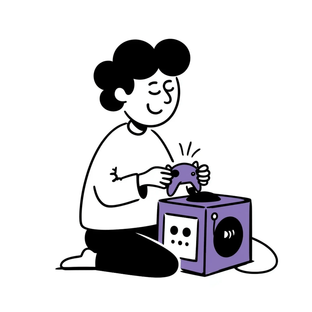a person play with the gamecube emoji