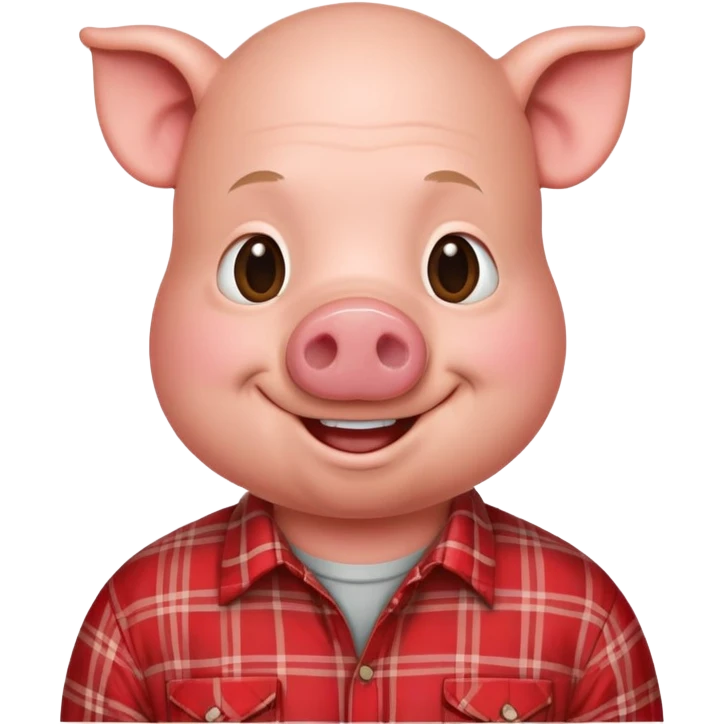 smiling bald pig man in red plaid shirt emoji