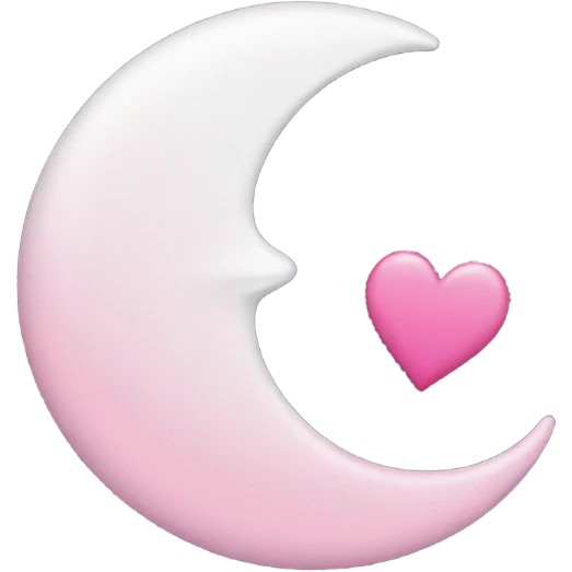 crescent white moon with pink heart emoji