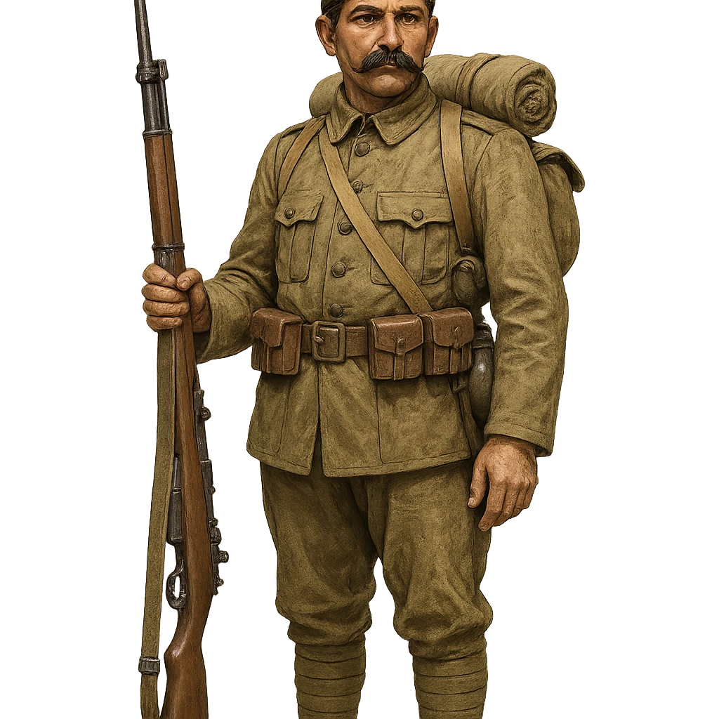 Ottoman soldier in World War 1 uniform, detailed, historical, standing pose emoji