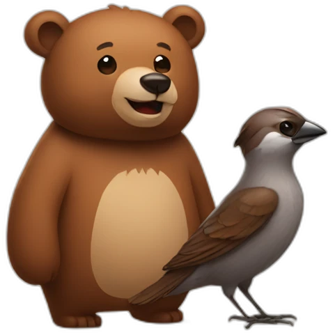 bear and Sparrow Friends emoji