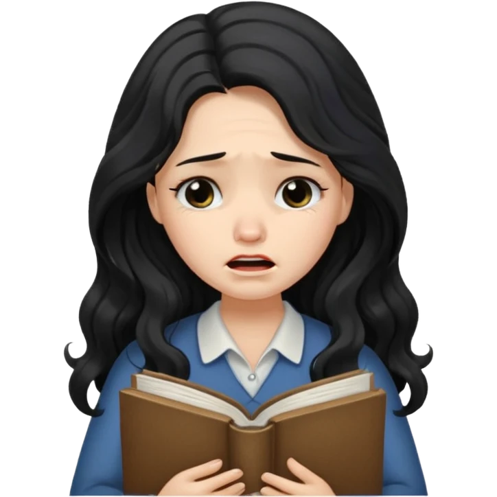Long Hair Women with Book, Black wavy hair, crying

 emoji