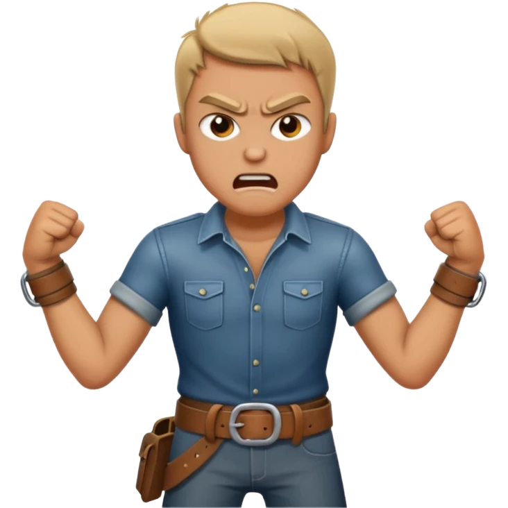 a angry man to the side slanging back and forth a belt emoji