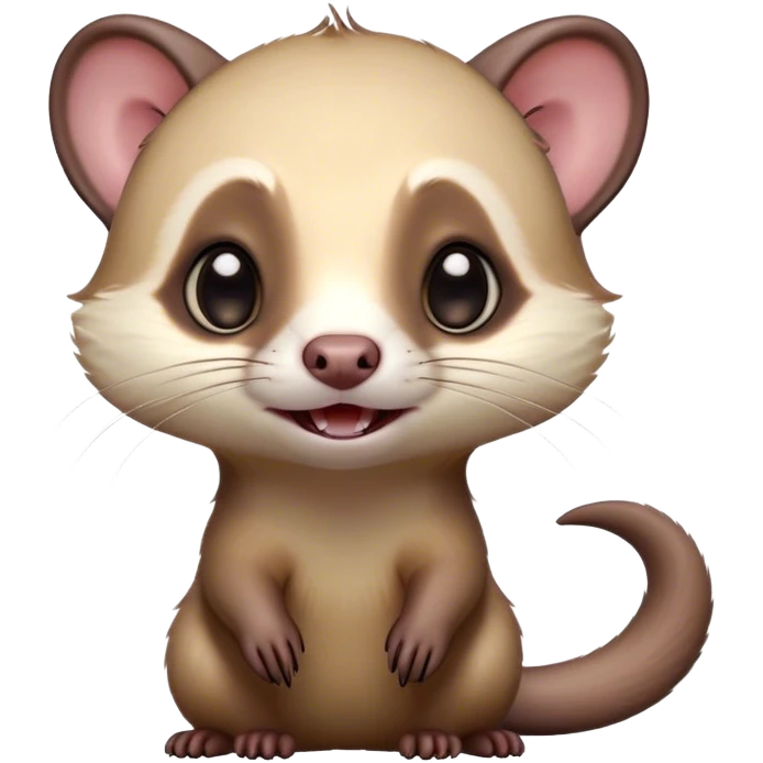 Cinematic Comical sable ferret Portrait Emoji, Head tilted dramatically with an exaggeratedly shocked expression, featuring a slender, wiggly body and a distinct sable ferret head with a pointed snout and small ears, with wide, hilariously expressive eyes full of humorous disbelief, Simplified yet hilariously expressive features, highly detailed, glowing with a slightly sassy natural glow, high shine, dramatic yet playful, stylized with an air of quirky charm, soft glowing outline, capturing the essence of a meme-worthy sable ferret that looks ready to scamper into viral fame! emoji