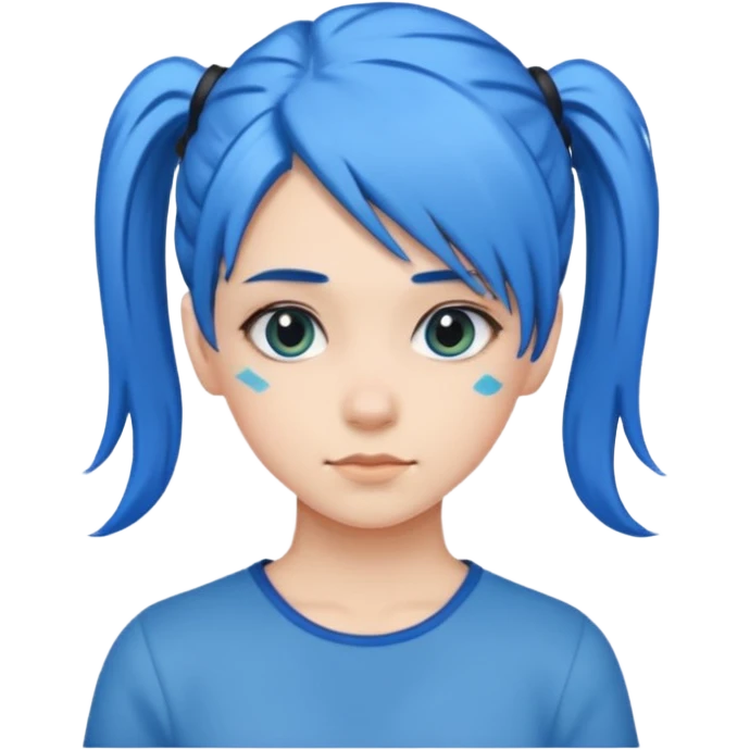 chica con pelo azul colita de costado emoji
