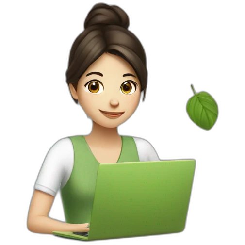 brunette-girl-with-matcha-and-laptop emoji