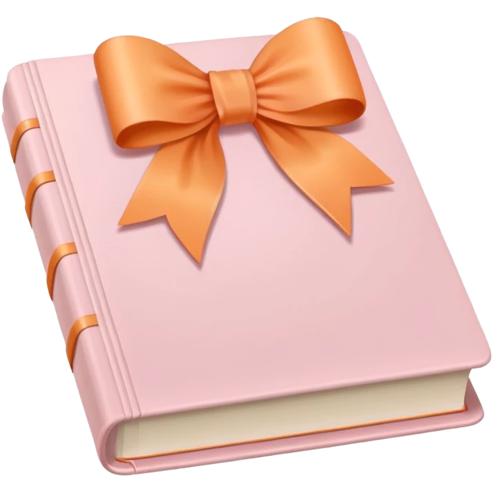pastel light pink book emoji with a light orange bow on top emoji