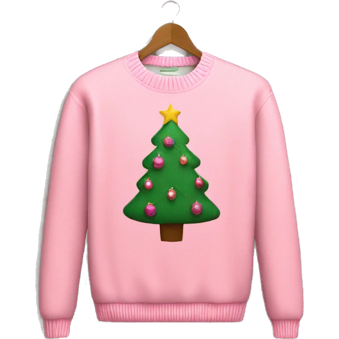 cute pink christmas tree sweater  emoji