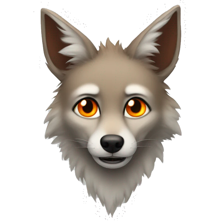 furry male jackal, orange eyes, dark orange ears, white fluffy tail emoji
