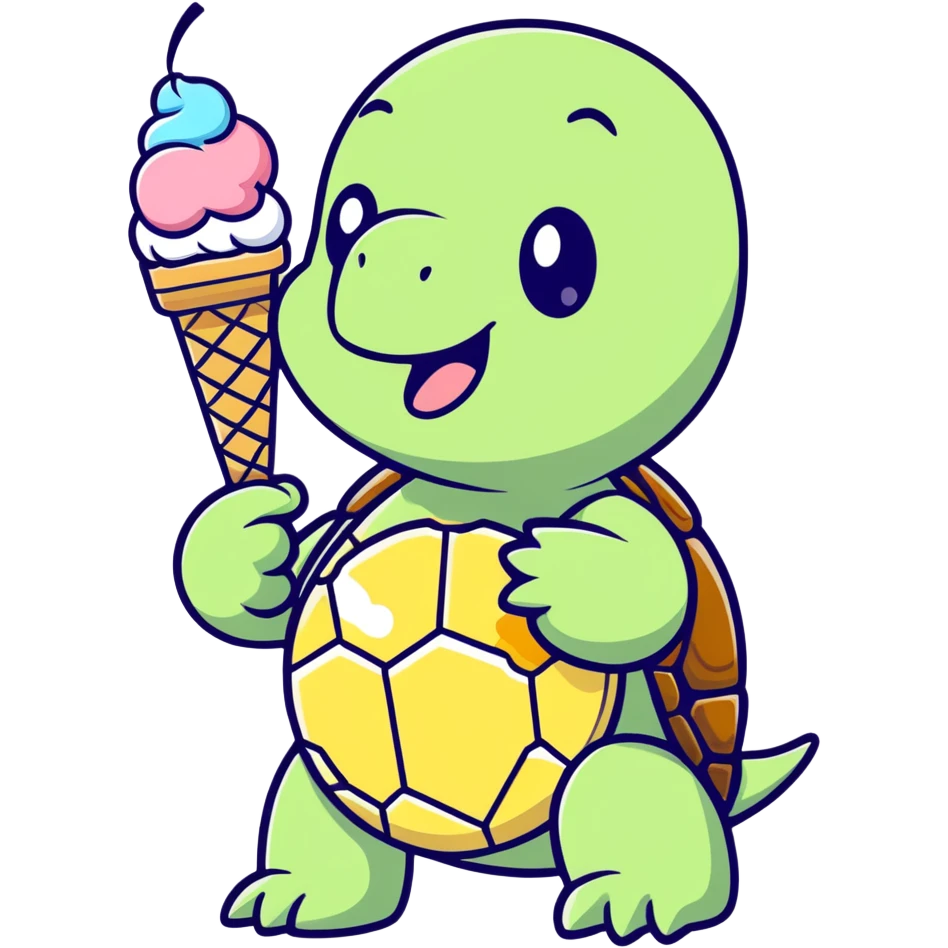 turtle eating icecream emoji