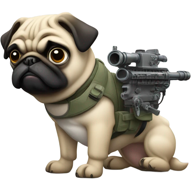 Pug shooting mounted machine gun emoji